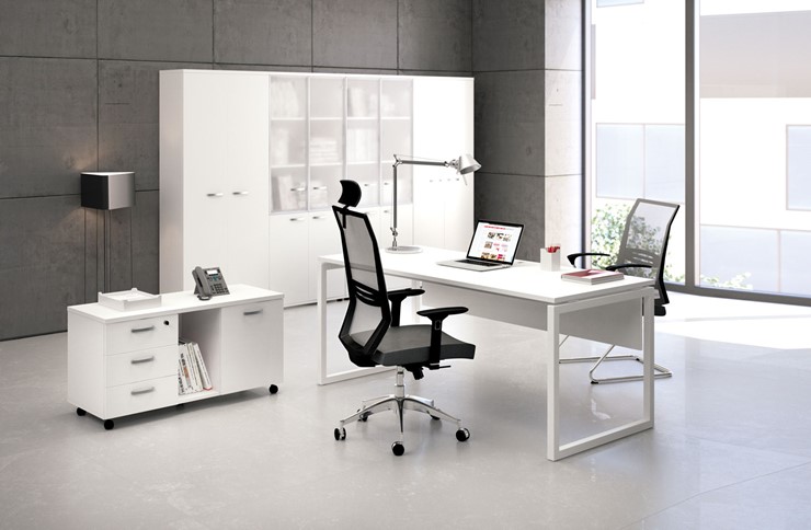 Офисный набор мебели А4 (металлокаркас QUATTRO) белый премиум / металлокаркас белый в Перми - изображение 1