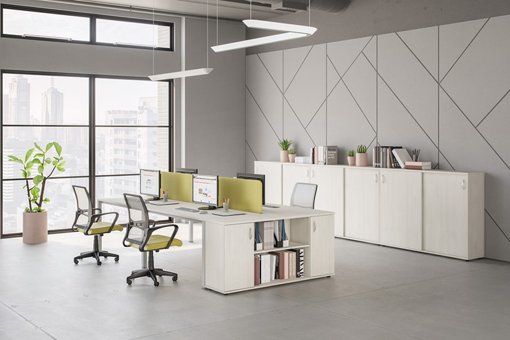 Набор мебели в офис Комфорт КФ (белый премиум) на сером металокаркасе в Перми - изображение