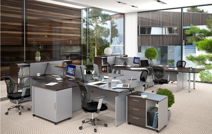 Комплект офисной мебели OFFIX-NEW для двух сотрудников и руководителя в Перми - изображение 1