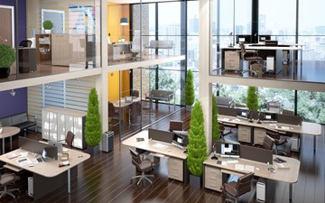 Набор мебели в офис Xten в опенспэйс для четырех сотрудников в Перми - предосмотр