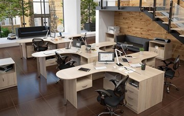 Офисный набор мебели SIMPLE с эргономичными столами и тумбами в Перми