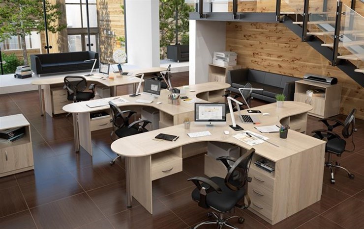 Офисный набор мебели SIMPLE с эргономичными столами и тумбами в Перми - изображение