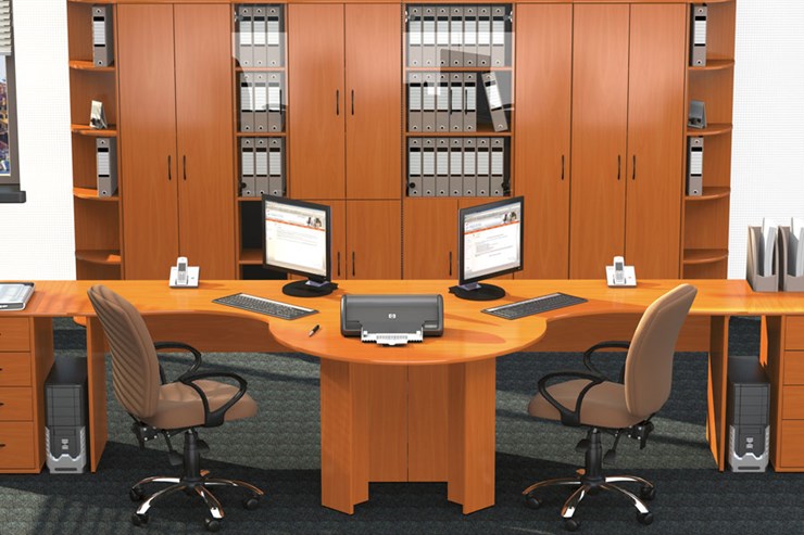 Набор мебели в офис Классик для двух сотрудников с большим шкафом в Перми - изображение