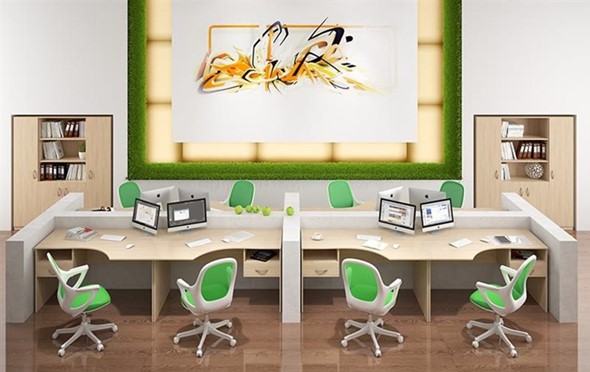 Офисный комплект мебели SIMPLE с эргономичными столами и шкафом в Перми - изображение