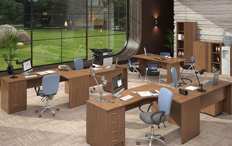 Офисный набор мебели IMAGO три стола, 2 шкафа, стеллаж, тумба в Перми - изображение