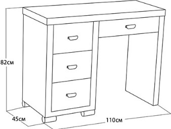 Туалетный столик OrmaSoft 2, 4 ящика, левый, экокожа черная в Перми - предосмотр 1