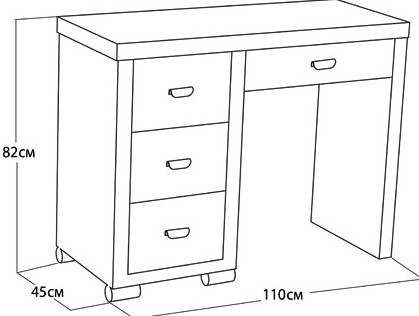 Косметический стол OrmaSoft 2, 4 ящика, левый, экокожа Кайман черный в Перми - изображение 4