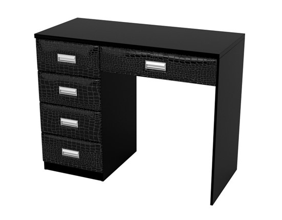 Косметический стол OrmaSoft 2, 4 ящика, левый, экокожа Кайман черный в Перми - изображение