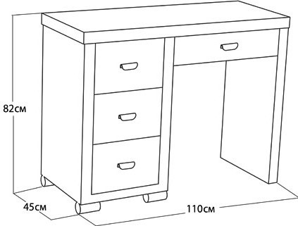 Стол туалетный OrmaSoft 2, 4 ящика, левый, велюр (Лофти Олива) в Перми - изображение 1
