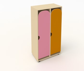 Распашной детский шкаф ШГ2 Беж+Оранжевый+Розовый в Березниках