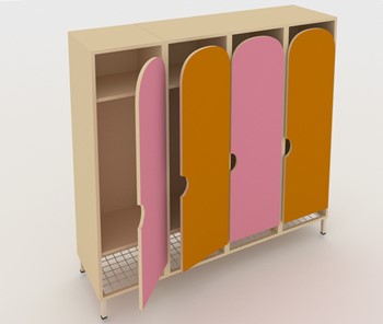 Шкаф детский распашной ШГС4 Беж + Розовый + Оранжевый в Перми