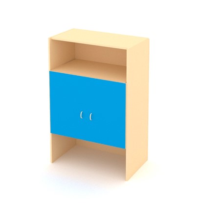 Детский двухдверный шкаф ДШ-2М МДФ Беж+ Синий в Перми - изображение