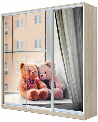 Детский шкаф  ХИТ 23-20/2-777-26, Мишки на окне, Дуб Сонома в Перми - изображение