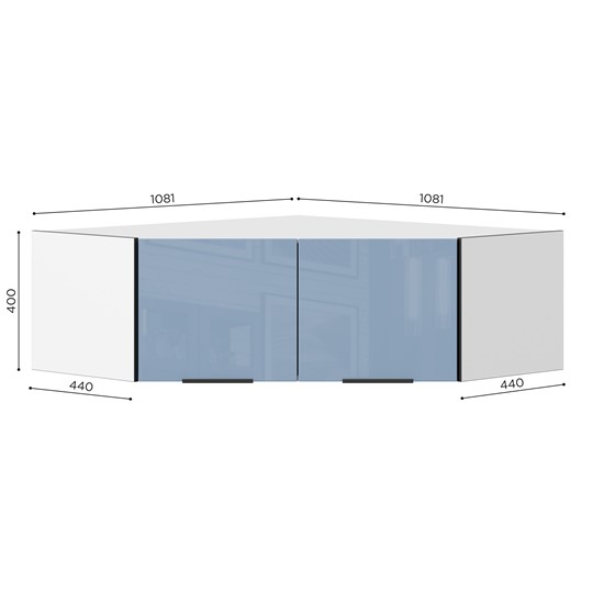 Антресоль шкафа углового 45 гр Урбан ЛД 528.320.000, Белый/Капри Синий в Соликамске - изображение 1