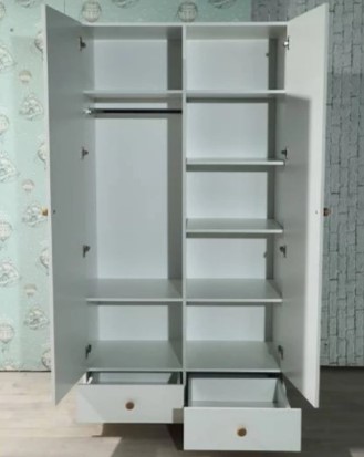 Детский распашной шкаф Нордик с 2 ящиками и перегородкой в Перми - изображение 1