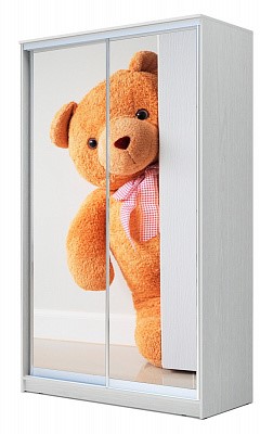 Шкаф детский Хит-23-12-77-27 Мишка за дверью, Белый в Перми - изображение