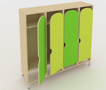 Распашной детский шкаф ШГС4 Беж + Зеленая мамба + Лайм в Перми