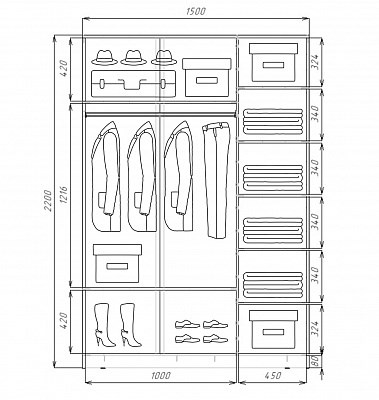 Шкаф-купе 2-створчатый Хит-22-15-77-17, Абстракция №1, Ясень анкор светлый в Перми - изображение 2