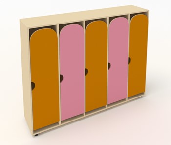 Детский шкаф ШГ5У Беж+Оранжевый+Розовый в Перми