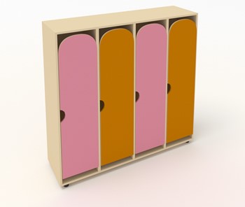 Распашной детский шкаф ШГ4У Беж+Оранжевый+Розовый в Перми