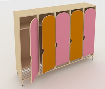 Распашной шкаф детский ШГС5 Беж +Оранжевый + Розовый в Перми