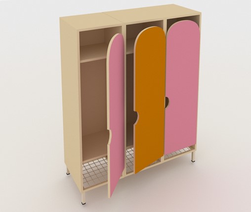 Детский шкаф ШГС3 Беж + Розовый + Оранжевый в Перми - изображение