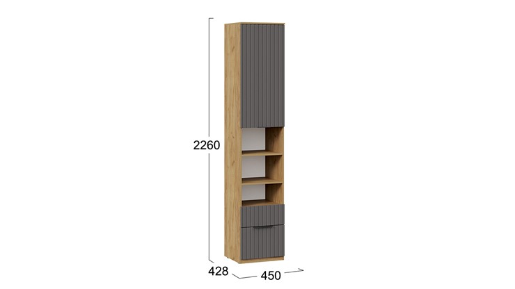 Шкаф с 1 дверью и 2 ящиками Хилтон Исп.2 (Дуб Крафт золотой/Графит матовый) в Перми - изображение 5