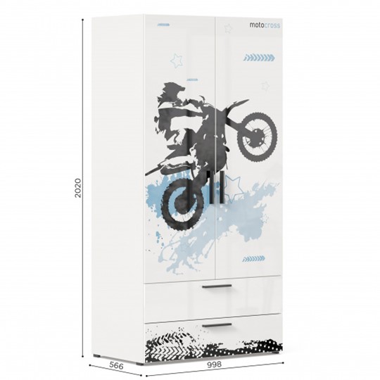 Шкаф 2х-дверный комбинированный Мотокросс ЛД 535.040, Серый шелк в Перми - изображение 2
