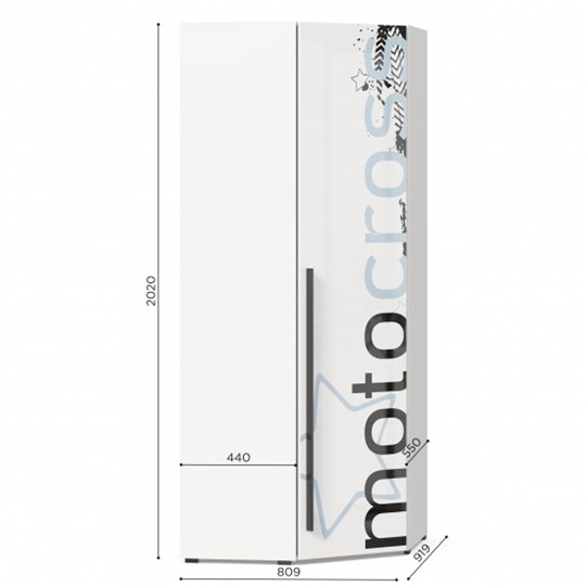 Угловой распашной шкаф Мотокросс 45 ЛД 535.030, Серый шелк в Перми - изображение 2