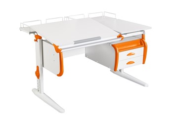 Детский стол-трансформер 1/75-40 (СУТ.25) + Tumba 3 + Polka_z 1/600 (2 шт.) белый/белый/Оранжевый в Кунгуре
