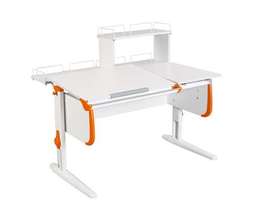 Детский стол-трансформер 1/75-40 (СУТ.25) + Polka_z 1/600 + Polka_zz 1/600 белый/белый/Оранжевый в Перми - изображение