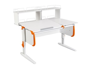 Детский стол-трансформер 1/75-40 (СУТ.25) + Polka_zz 1/600 (2 шт.)  белый/белый/Оранжевый в Перми