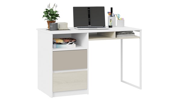 Письменный стол Сканди СМ-386.15.02-20 (Дуб Гарден, Белая, Глиняный серый) в Перми - изображение
