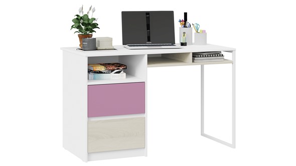 Письменный стол Сканди СМ-386.15.02-20 (Дуб Гарден, Белая, Лиловый) в Перми - изображение