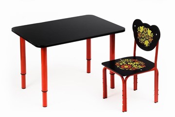Растущий стол Кузя (Черный с росписью, красный) в Перми - предосмотр 1