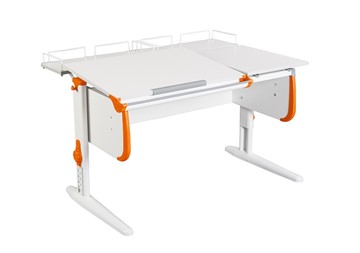 Растущий стол 1/75-40 (СУТ.25) + Polka_z 1/600 (2шт) белый/серый/Оранжевый в Кунгуре
