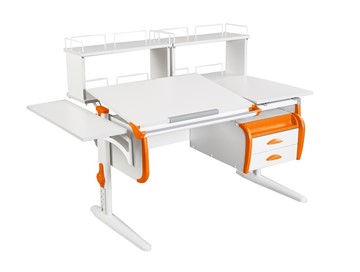 Детский стол-трансформер 1/75-40 (СУТ.25) + Polka_b 1/550 + Polka_zz 1/600 (2 шт.) + Tumba 3 белый/белый/Оранжевый в Березниках