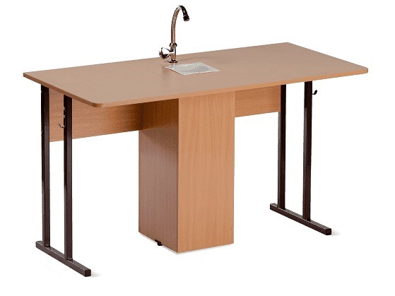 Детский стол 2-местный для кабинета химии Стандарт 5, Пластик Бук/Коричневый в Перми - изображение