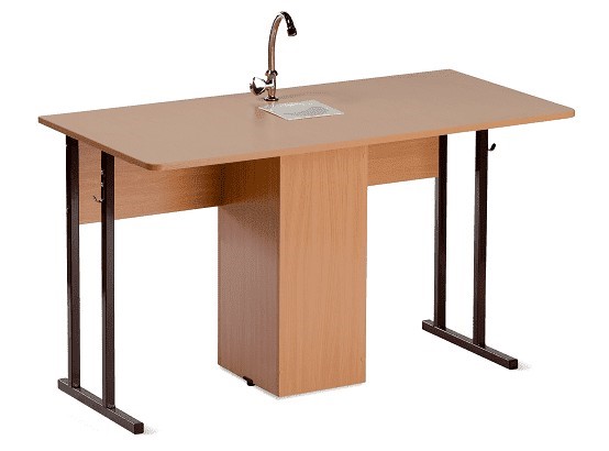 Детский стол 2-местный для кабинета химии Стандарт 6, Пластик Бук/Коричневый в Перми - изображение