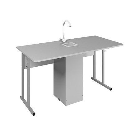 Детский стол 2-местный для кабинета химии Стандарт 6, Пластик Серый/Светло-серый в Перми - изображение