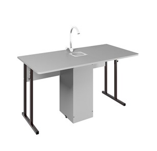 Детский стол 2-местный для кабинета химии Стандарт 7, Пластик Серый/Коричневый в Перми