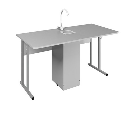 Детский стол 2-местный для кабинета химии Стандарт 7, Пластик Серый/Светло-серый в Перми - изображение