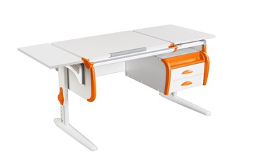 Детский стол-трансформер 1/75-40 (СУТ.25) + Polka_b 1/550 + Tumba 3 белый/белый/Оранжевый в Кунгуре