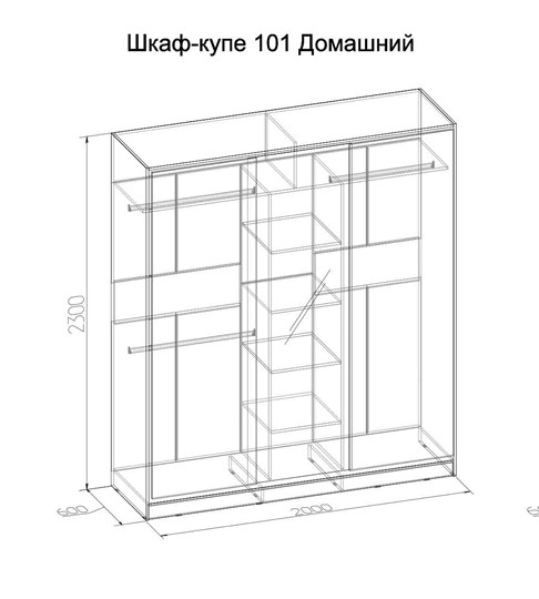Шкаф 2000 Домашний Зеркало/ЛДСП, Бодега Светлый в Перми - изображение 1
