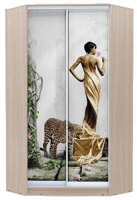 Шкаф 2300х1103, ХИТ У-23-4-77-03, Девушка с леопардом, шимо светлый в Перми - изображение