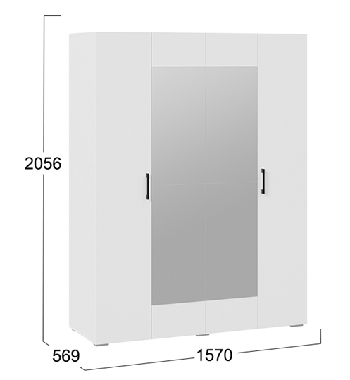 Шкаф 4-створчатый с зеркалом Нео (Белый) в Перми - изображение 5