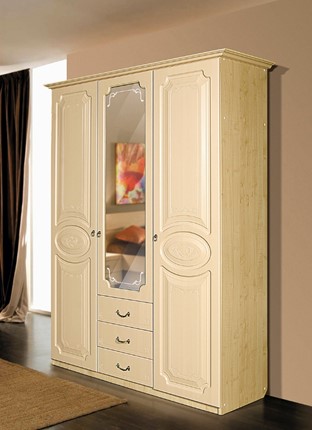 Шкаф Ивушка-5 3-х створчатый с ящиками, цвет Дуб беленый в Перми - изображение