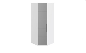 Распашной угловой шкаф Наоми с зеркальной левой дверью, цвет Белый глянец СМ-208.07.07 L в Березниках