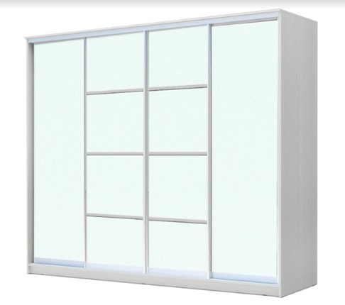 Шкаф ХИТ 22-24/2-8888, с матовым стеклом, разделительные планки х2, Белый в Перми - изображение