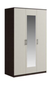 Шкаф 3 двери Светлана, с зеркалом, венге/дуб молочный в Березниках